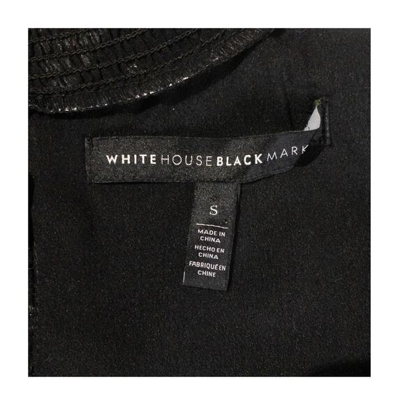 WHBM Black & Gold Foil Dash Mock Neck Sheer Sleeve Blouse Small - Picture 8 of 16